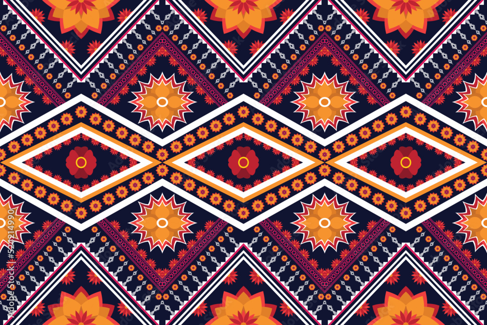 Geometric ethnic flower pattern for background,fabric,wrapping,clothing,wallpaper,Batik,carpet,embroidery style.