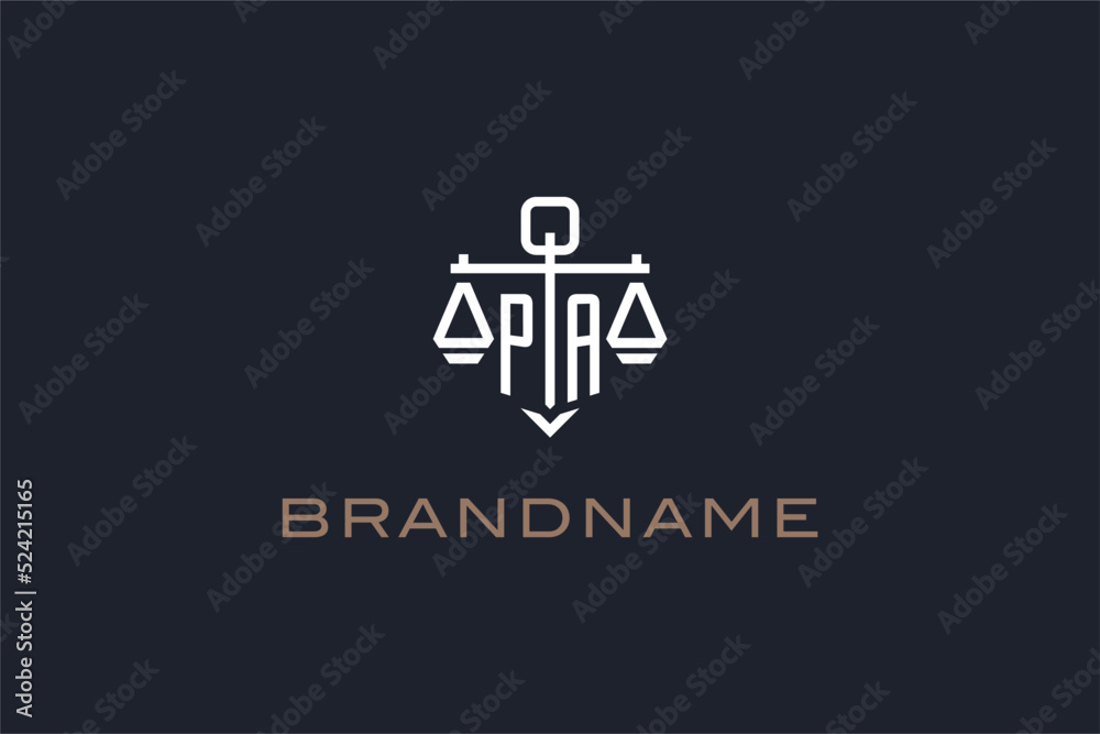 Initials PA logo for law firm with shield and scales of justice modern ...