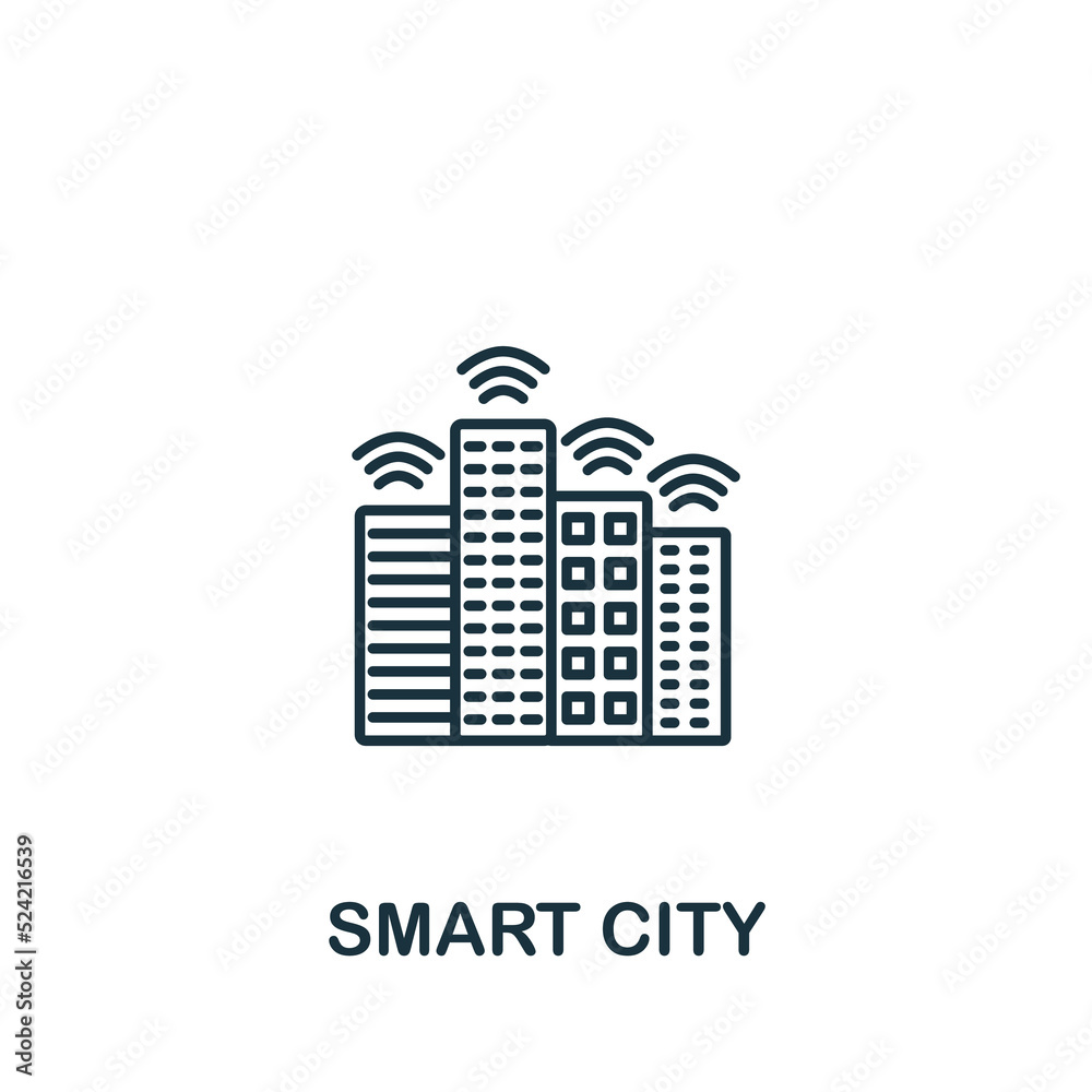 Fototapeta premium Smart City icon. Line simple icon for templates, web design and infographics