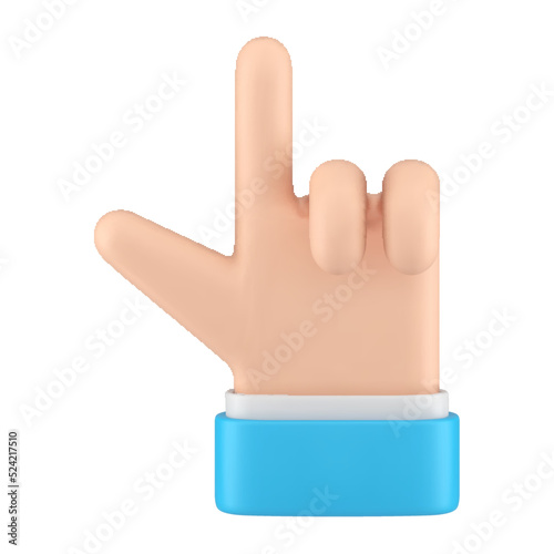 Business male hand blue suit fingers pointing up idea direction cursor realistic 3d icon vector