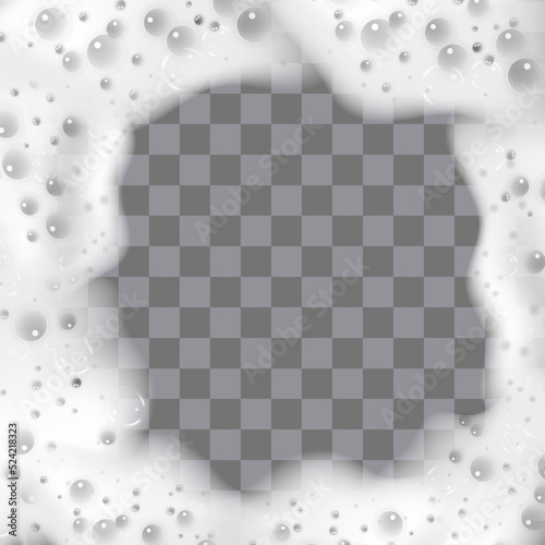 Bath foam isolated on transparent background. Shampoo bubbles texture.Sparkling shampoo and bath lather, vector illustration.