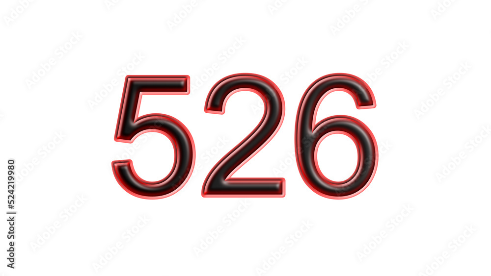 red 526 number 3d effect white background red 526 number 3d effect white background