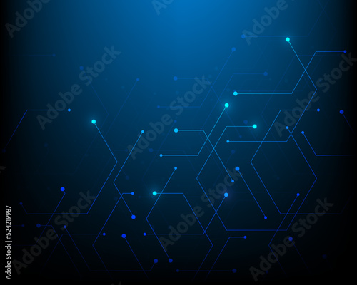 abstract lines and dots digital data connection technology background and big data concept