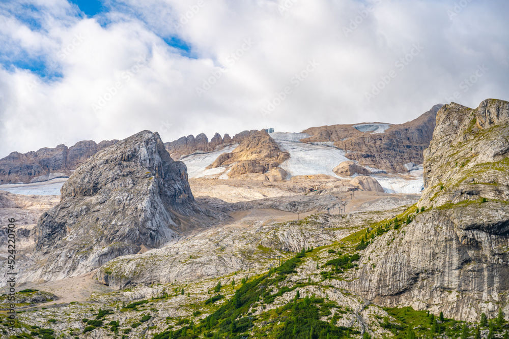 Naklejka premium Panorama of Marmolada mountain with glacier