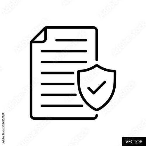 Privacy policy, Valid document concept vector icon in line style design for website design, app, UI, isolated on white background. Editable stroke. Vector illustration.