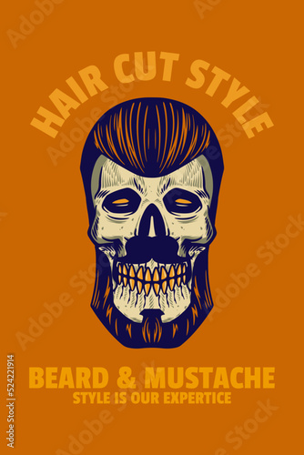 skull head with hair and be...