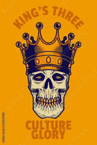 skull head wear crown card poster vector illustration