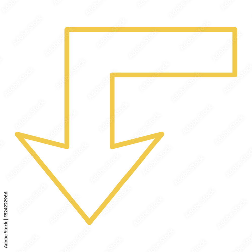 Turn Down Multicolor Line Icon Turn Down Multicolor Line Icon