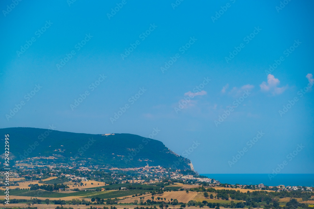 Monte Conero seen from Loreto, Marche Region, Italy.