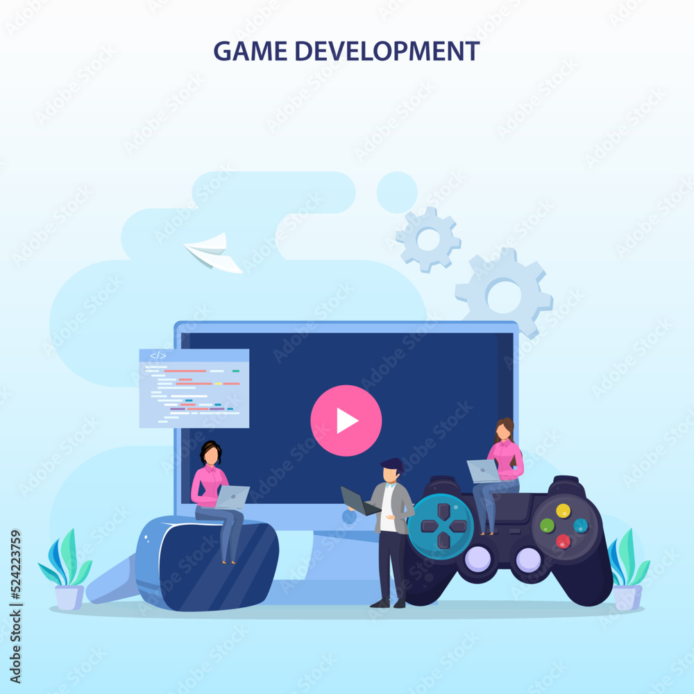 Game development concept. Game design digital technology, programming ...