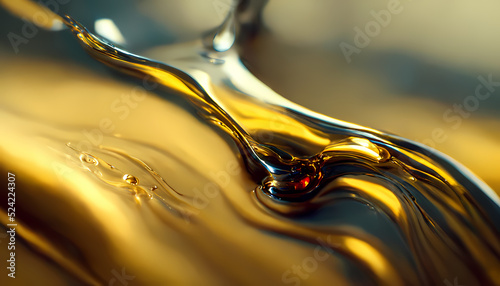 Olive or engine oil splash with waves luxury. 3d render.
