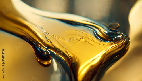 Olive or engine oil splash with waves luxury. 3d render.