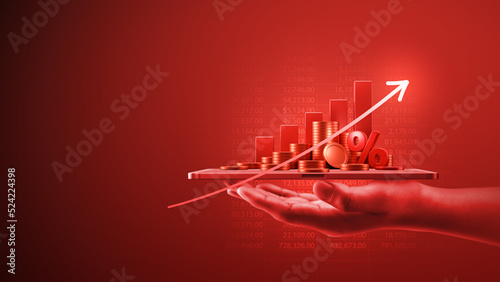 Crisis business recession financial investment strategy crash chart on risk economy background with businessman holding tablet or economic finance management impact and money graph exchange market.