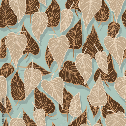 seasonal autumn fallen yellowed leaves vector seamless pattern for fabrics, prints, packaging and cards