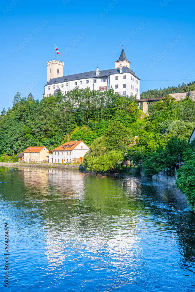 Rozmberk Castle above Vltava River