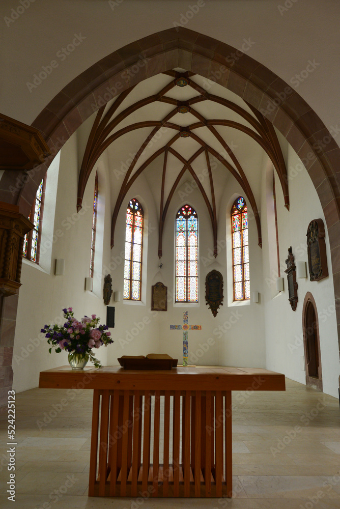 Innenansicht der Stadtkirche in Liestal, Kantons Basel-Landschaft (Schweiz)