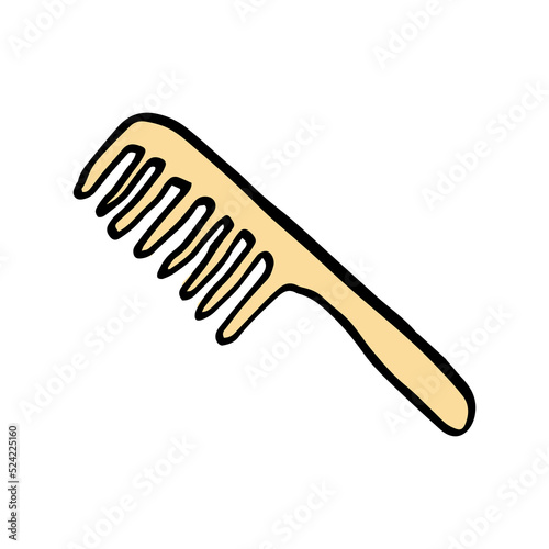 Cartoon of wooden hair comb vector icon for web design isolated on white background