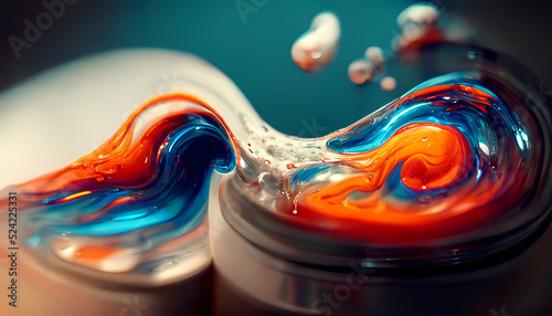 Mixed liquid paints. Abstract fluid oil paints colorful abstract art background.3d render.