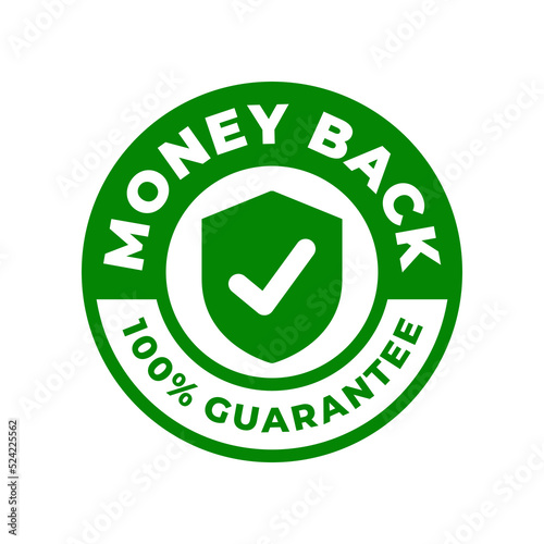 money back guarantee label with shield icon. vector eps 10
