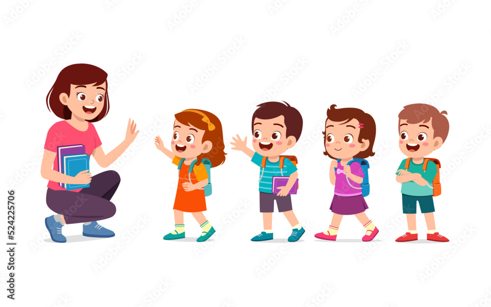 little kids say good morning to teacher little kids say good morning to teacher