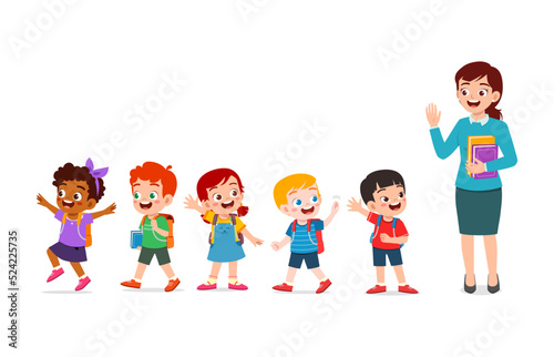 little kid go home from school and say goodbye