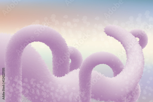 Abstract fur vector with curved twists into various shapes with gradient background Cool colors like ocean and mysterious monsters with circle bokeh Illustration for backgrounds of fairy tales