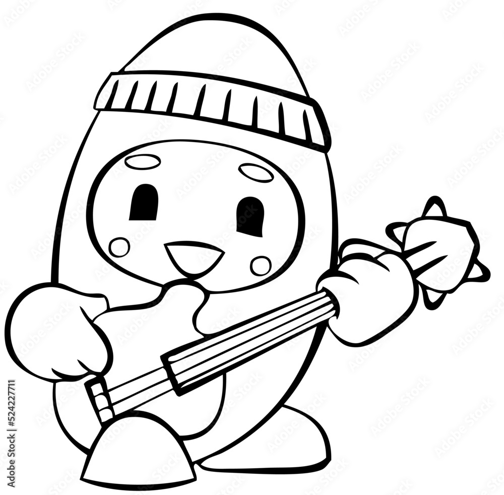 Chibi musician. Element for coloring page. Cartoon style. Stock Vector ...