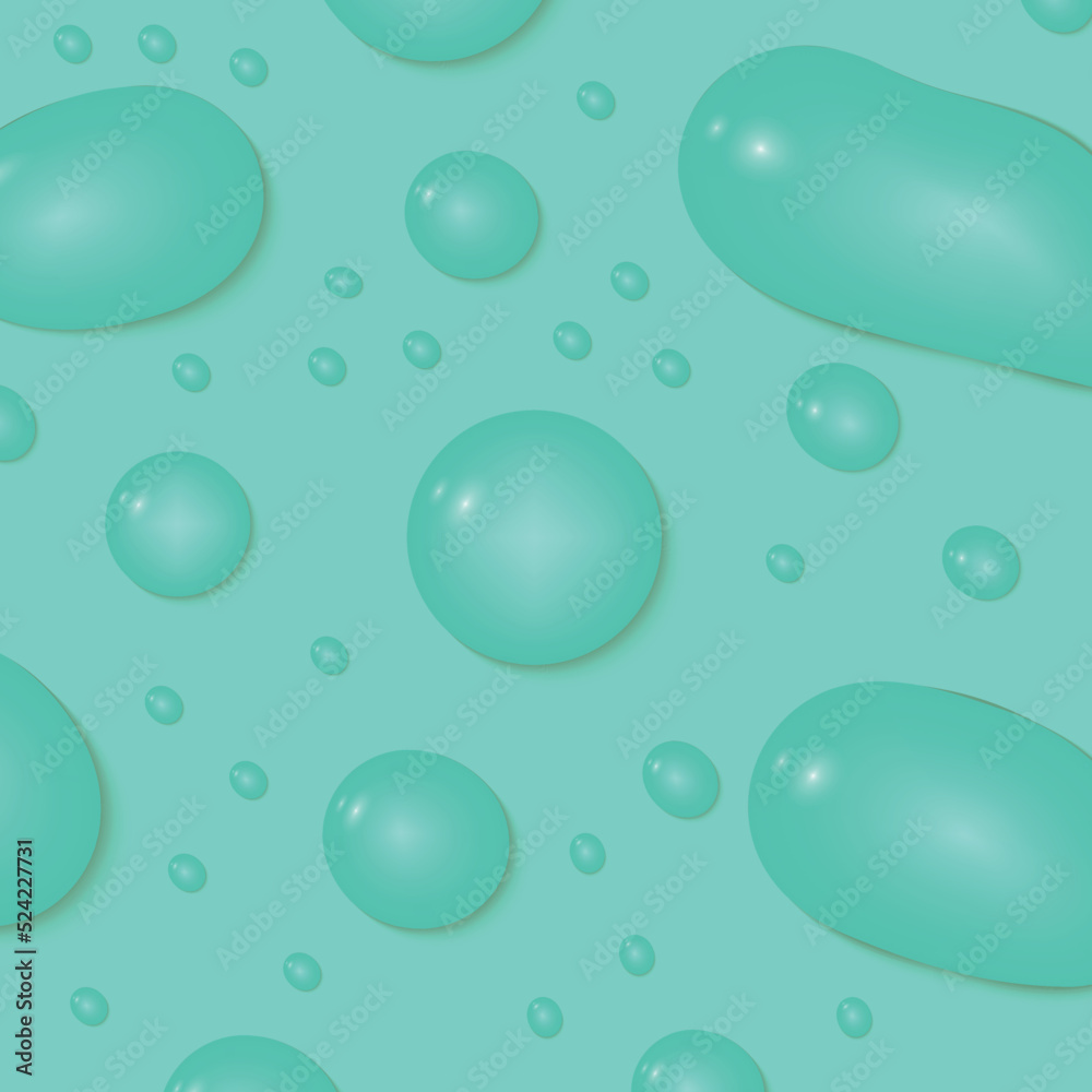 Drops of liquid on a green-blue pastel background. Vector illustration.