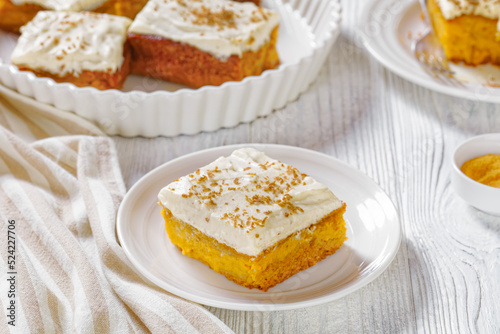 pumpkin cake with cream frosting  top view