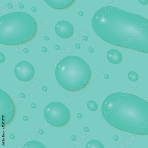 Drops of liquid on a green-blue pastel background. Vector illustration.