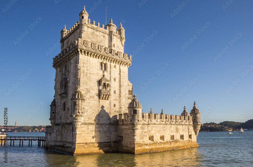 Torre de Belem in the Tejo river in Lisbon, Portugal