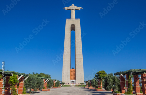 Square in front of the Christ statue at the Santuario de Cristo Rei in Lisbon, Portugal