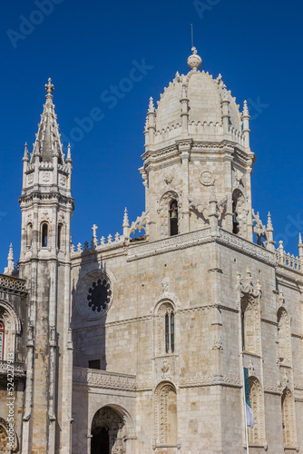 Towers of the Jeronimos monastery in Belem, Lisbon, Portugal