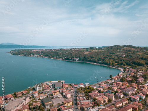 Italy, August 2022: panoramic view of Salò on Lake Garda in the province of Brescia, Lombardy