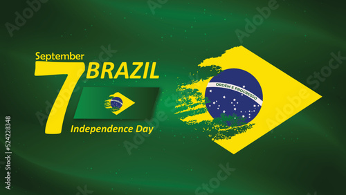 7 September brazil independence day illustration with national flag background