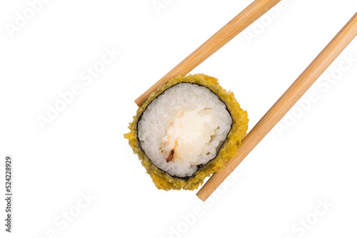 chinese bamboo sticks hold tempura roll