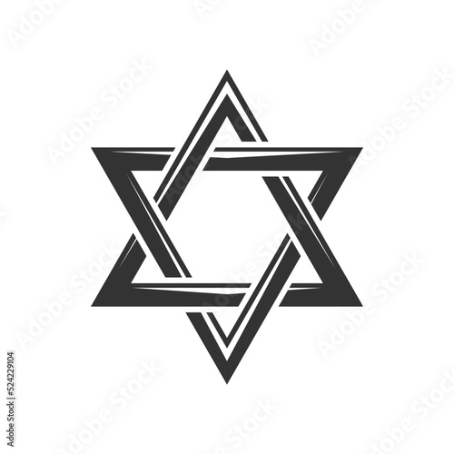 David star isolated monochrome shield of Magen. Vector symbol of Jewish and Judaism