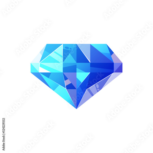 Sapphire transparent blue precious stone isolated gem. Vector mazarine jewelry  mineral corundum