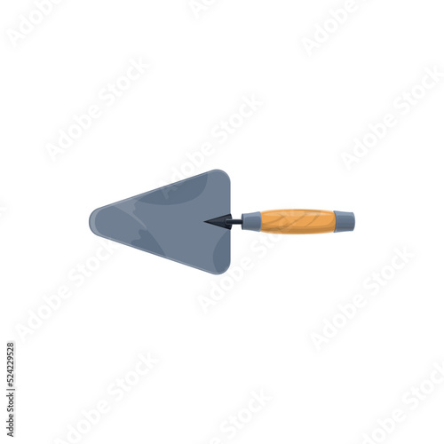 Trowel tool, masonry and construction work instrument, vector flat icon. Mason and bricklayer work tool, trowel spatula for plastering, brickwork and building equipment