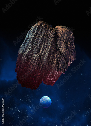 Large asteroid heading towards Earth, illustration