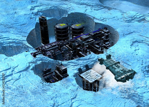 Future base on Europa, illustration