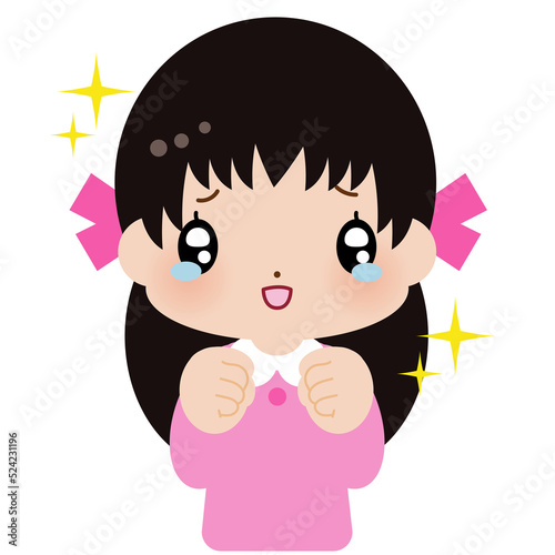 キラキラ　うるうる　涙　リボン　女の子　素材