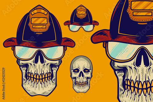 skull head wear helmet vect...