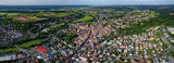  Aerial view of the old town Neustadt an der Aisch in Germany on a sunny afternoon in spring