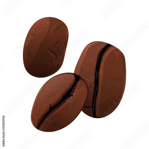 Coffee beans isolated on white background. Vector illustration
