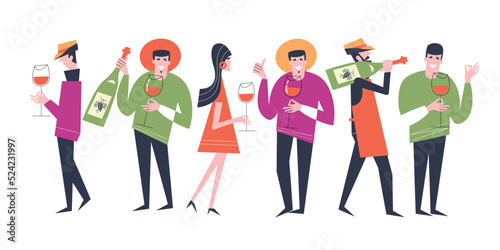 Beaujolais Nouveau Wine Festival. Vector illustration, a set of design elements for a wine festival.