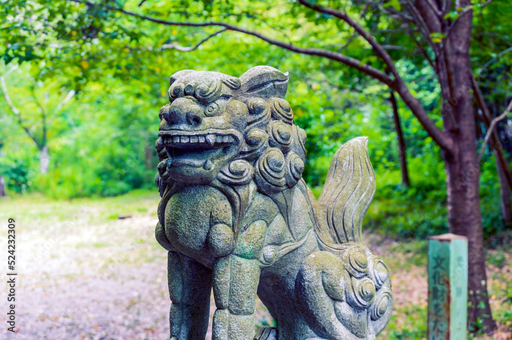 A Statue of Guardian Dog of a Shrine