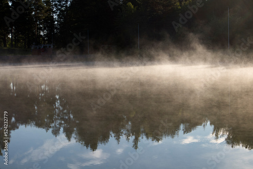 water vapor on the pond surface