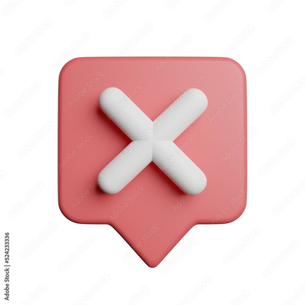 Obraz premium Decision Checklist Reject 3D Rendering Illustration