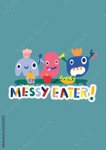 Canvastavla MESSY MONSTERS FOOD IN FASHION COOKS EATERS CHEF CAKE JELLY CRITTER CREATURE MES